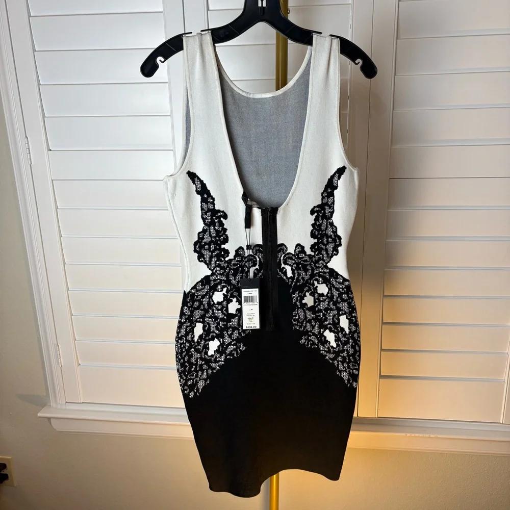 BCBGMaxAzria Black and White Contrast Mini Dress - Picture 5 of 9